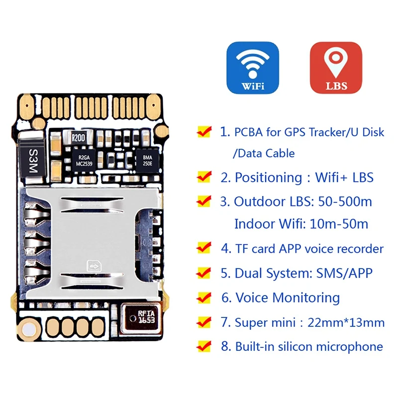 Мини Gps навигатор Zx620 с печатной платой Wifi Lbs Gsm трекер позиционирование
