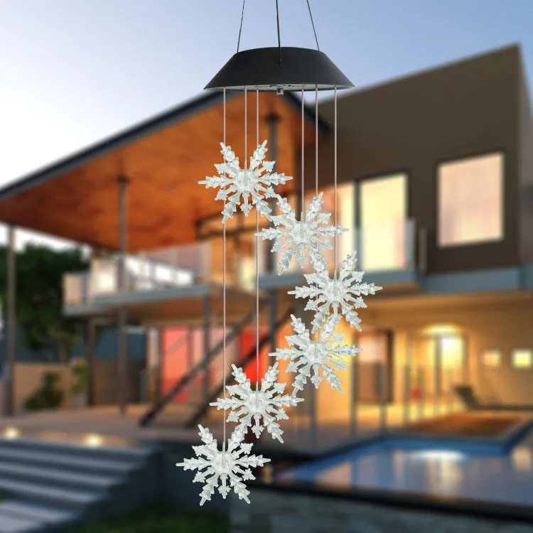 

Solar-Powered Snowflake Shape Light Waterproof Colorful Hanging Lamp for Home Gadern Decoration DNJ998