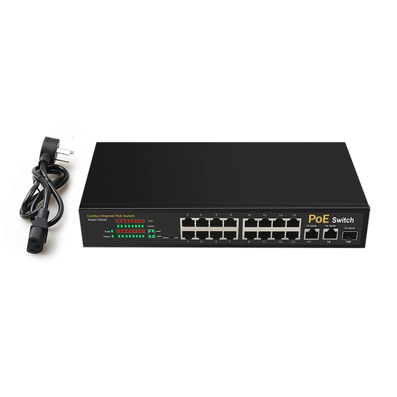 16-портовый коммутатор PoE для ip-камеры с 2 портами 1000 м переключатель uplink 1 портом SFP