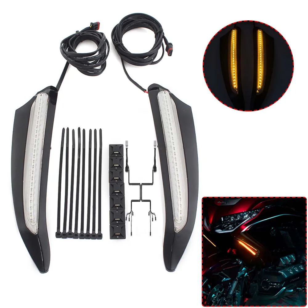 

Motorcycle Front Lighted Vent Trim Amber/Clear LED Turn Signal Kit For Honda Gold Wing GoldWing GL 1800 Tour DCT Airbag 2018-up