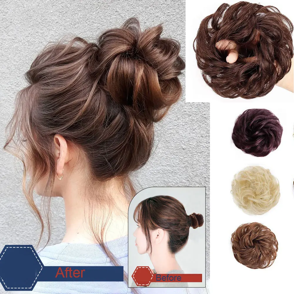 

36 Color Headband Curly Hair Extension Synthetic Hair Pieces Women Fluffy Coiled Hair Messy Hair Hairpiece Extension Hair Bun