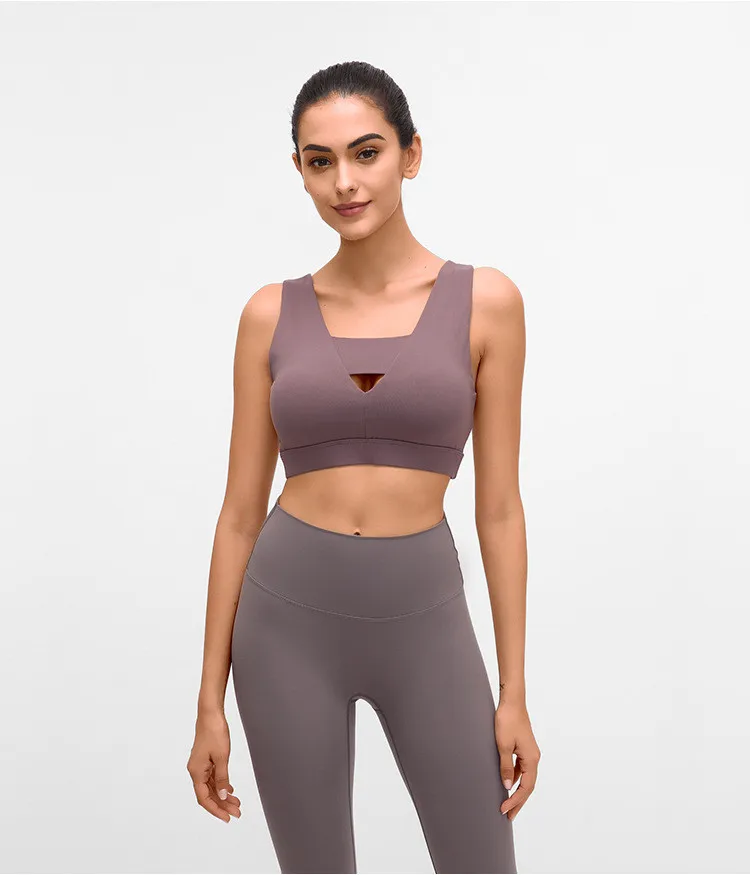 New Shockproof Sports Bra Women Gym Fitness Push Up Bras Deep V sexy hollow Yoga Bra Back Cross Ladies Run Bras fitness Top