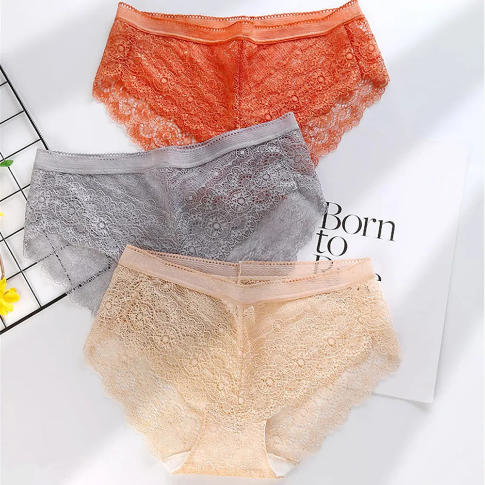Quality Ladies Sexy Transparent Lace Panties Female Solid Floral Hollow Out Underwear Seamless Breathable XXL | Женская одежда