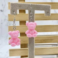 new fashion resin bear gummy earrings for girls and girls diy cartoon animal bear earrings creative pendant jewelry gifts
