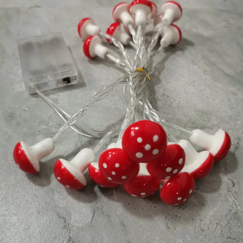 

Led Lights Decoration Christmas Party 10/20 LED Mushroom Fairy Lights Gift Garland Shape Wire String Light Battery Operated