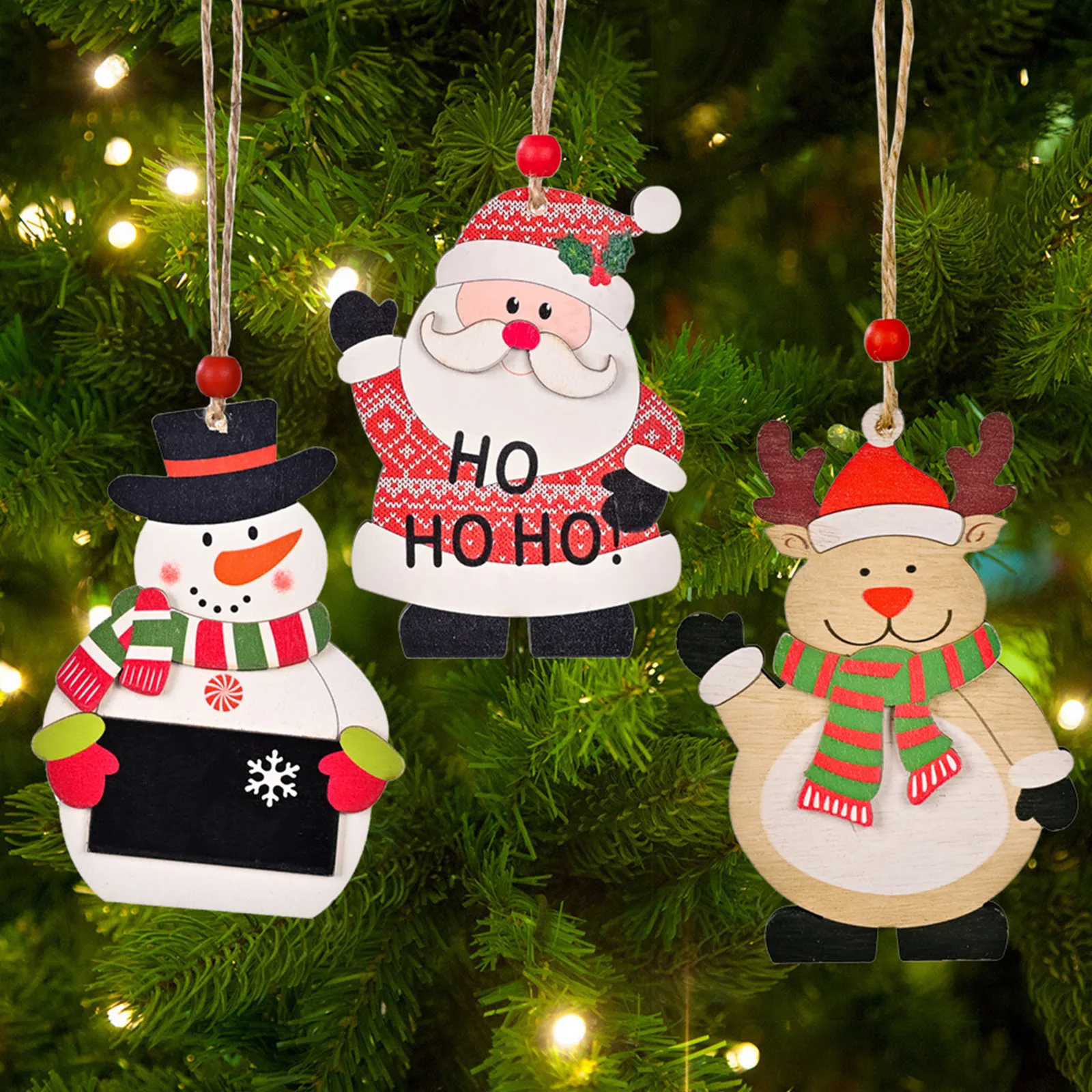 

Christmas Tree Pendant Christmas Ornament Painted Wooden Pendant Christmas Decoration For Home Happy New Year 2021 Navidad Decor