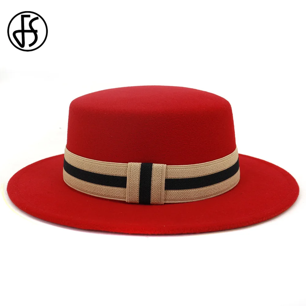 Женская/Мужская шерстяная фетровая шляпа FS элегантная с лентой и широкими полями