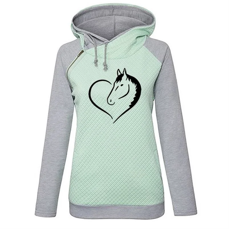 

Hoodies For Women Horse Pattern Print Women Kawaii Tops Sweatshirt Femmes Harajuku Female Sweatshirts Frauen Clothings