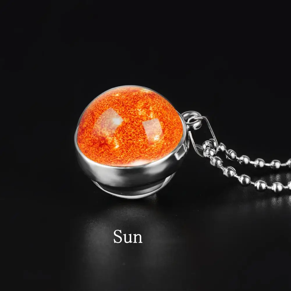Sun Двустороннее ожерелье с глобусом, солнечная система, планета Венера, Меркурий, Марс, Сатурн, уран, Нептун, земля, солнце, кулон, купольное стекло, ожерелье s - Окраска металла: Sun