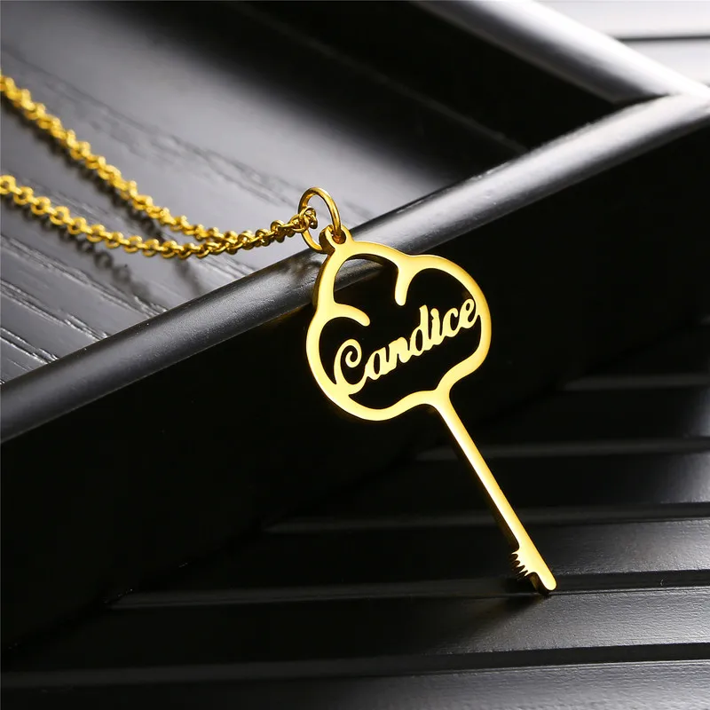 Ожерелье-брелок для женщин с именем на заказ, ожерелья из нержавеющей стали золотого цвета с кулоном, персонализированные ювелирные изделия, подарок на день рождения