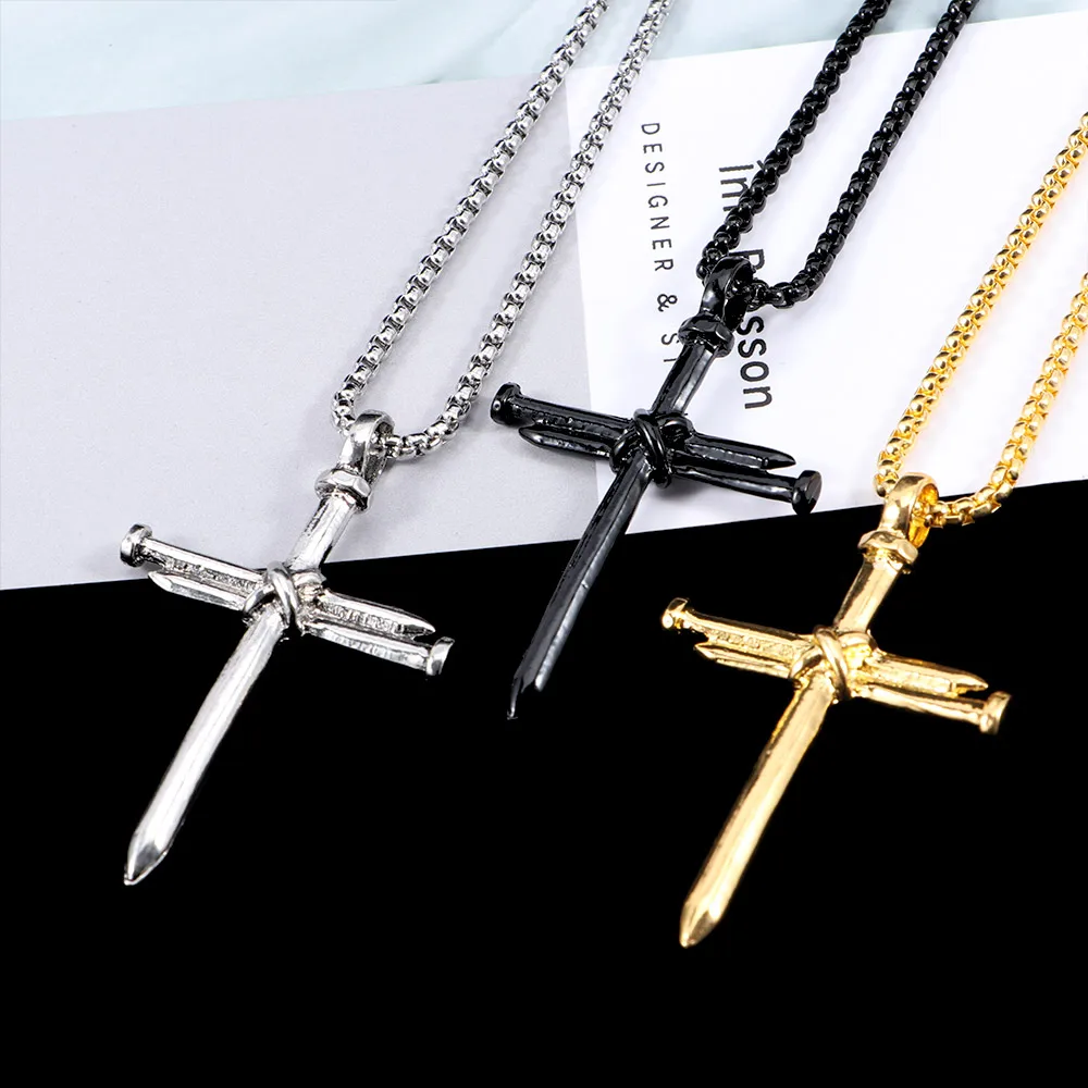 1 шт Панк ожерелье Мужская Золотая Серебряная цепочка Ювелирные изделия гвоздь и