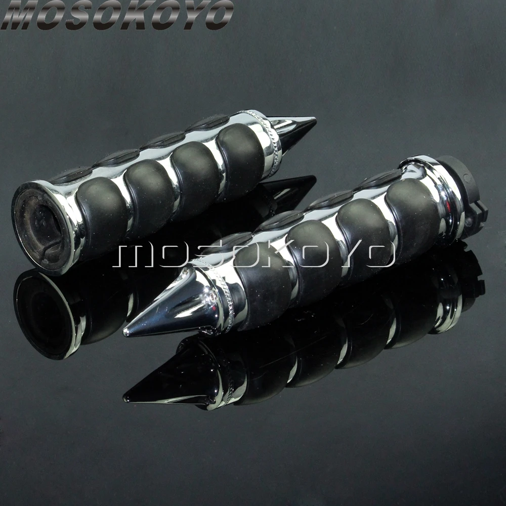1 Pair Aluminum Motorcycle 22/25mm Universal Spike Hand Grips w/ Throttle For KAWASAKI HONDA Suzuki Boulevard M50 M90 M109R Boss |