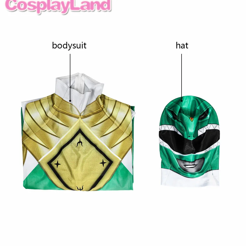 Kids Cosplay Dragon Ranger Burai Costume Children Halloween Superhero Green Jumpsuit Boys Zentai Suit images - 6