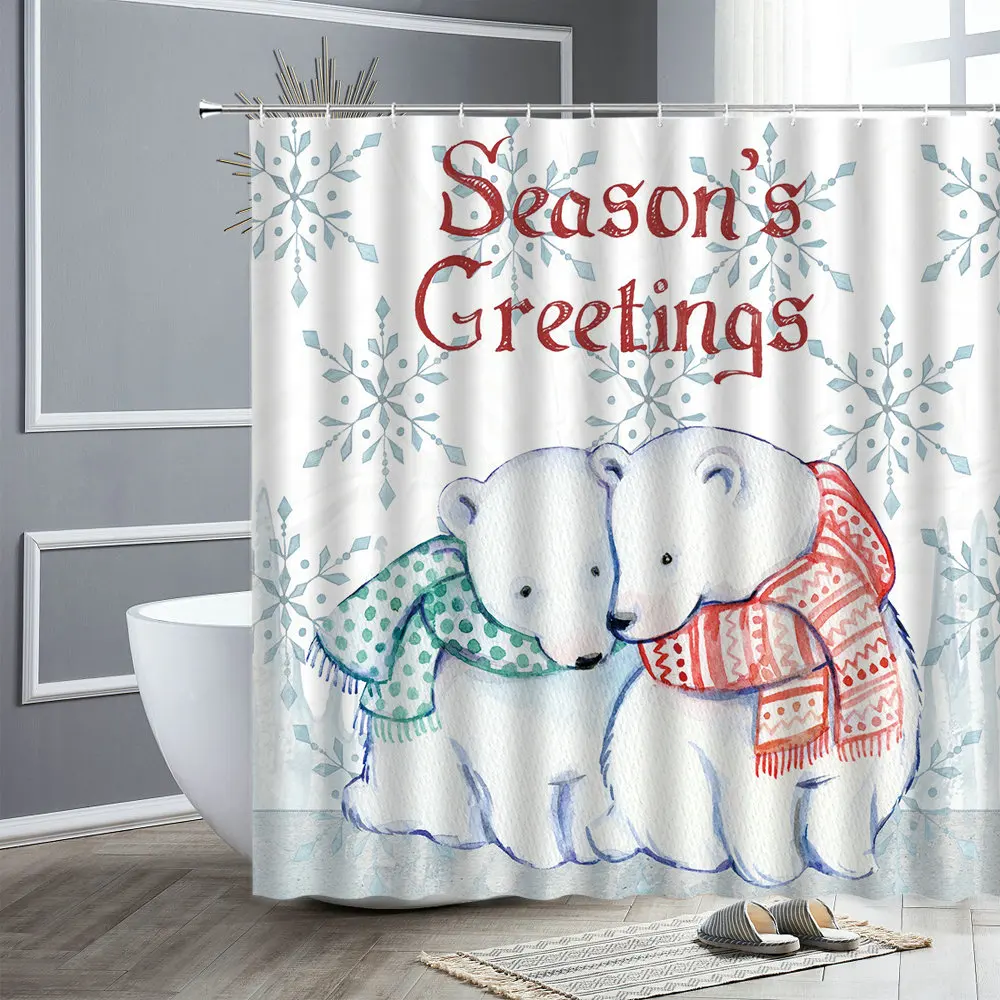 

Водонепроницаемые занавески для ванной комнаты и душа, детские шторы из искусственной ткани с рисунками животных, медведей, с крючками, экр...