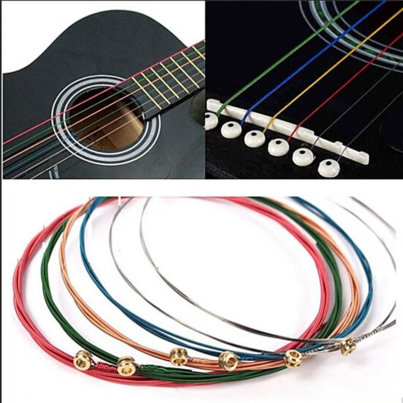 

1 Set New Selling Rainbow Colorful Guitar Strings E-A For Acoustic Folk Guitar Classic Guitar 7cm
