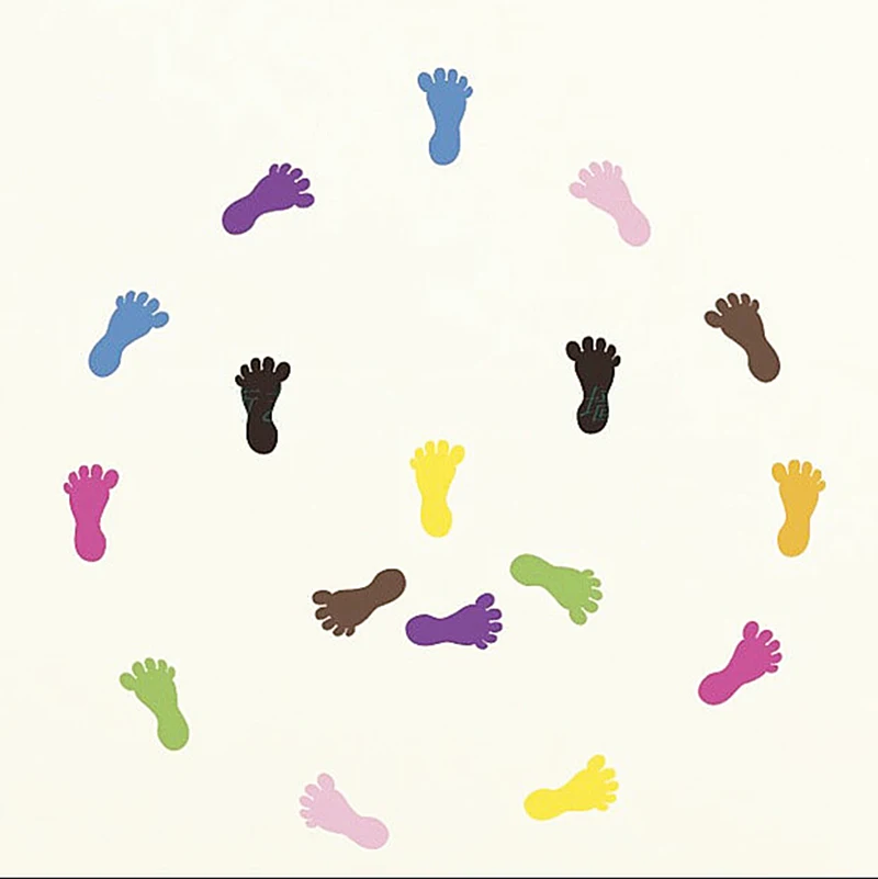 30 шт. (15 левый/правый) цветные детские наклейки в форме следов для детской комнаты