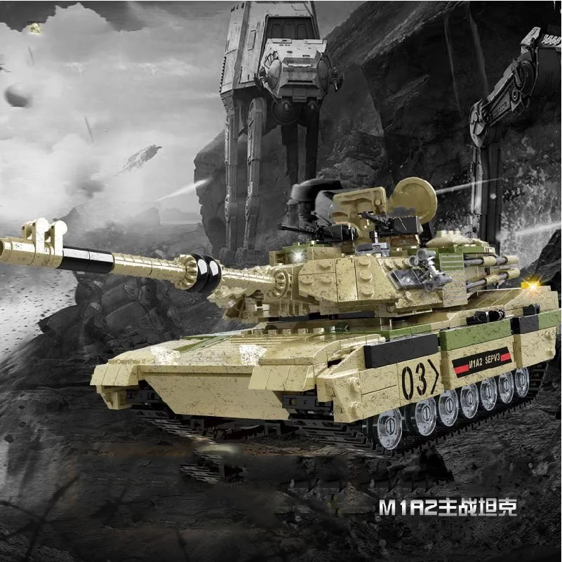 Военная серия American Abrams M1A2 основной боевой танк модель DIY аксессуары строительные