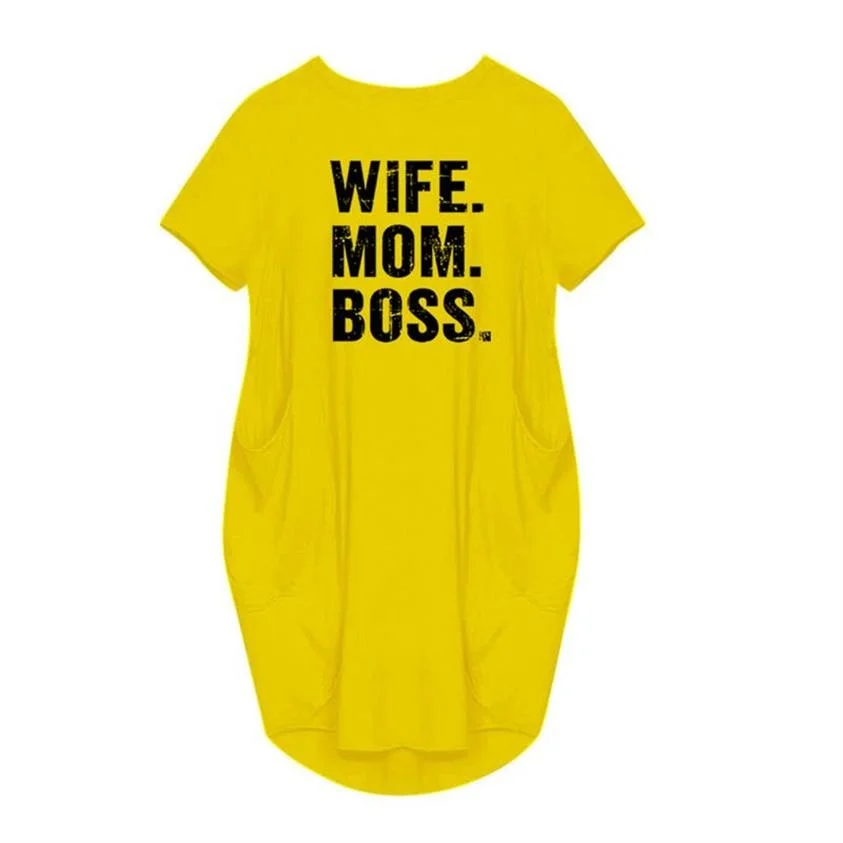 Мода 2021 летом с коротким рукавом платье мама BOSS буквенным принтом на каждый день