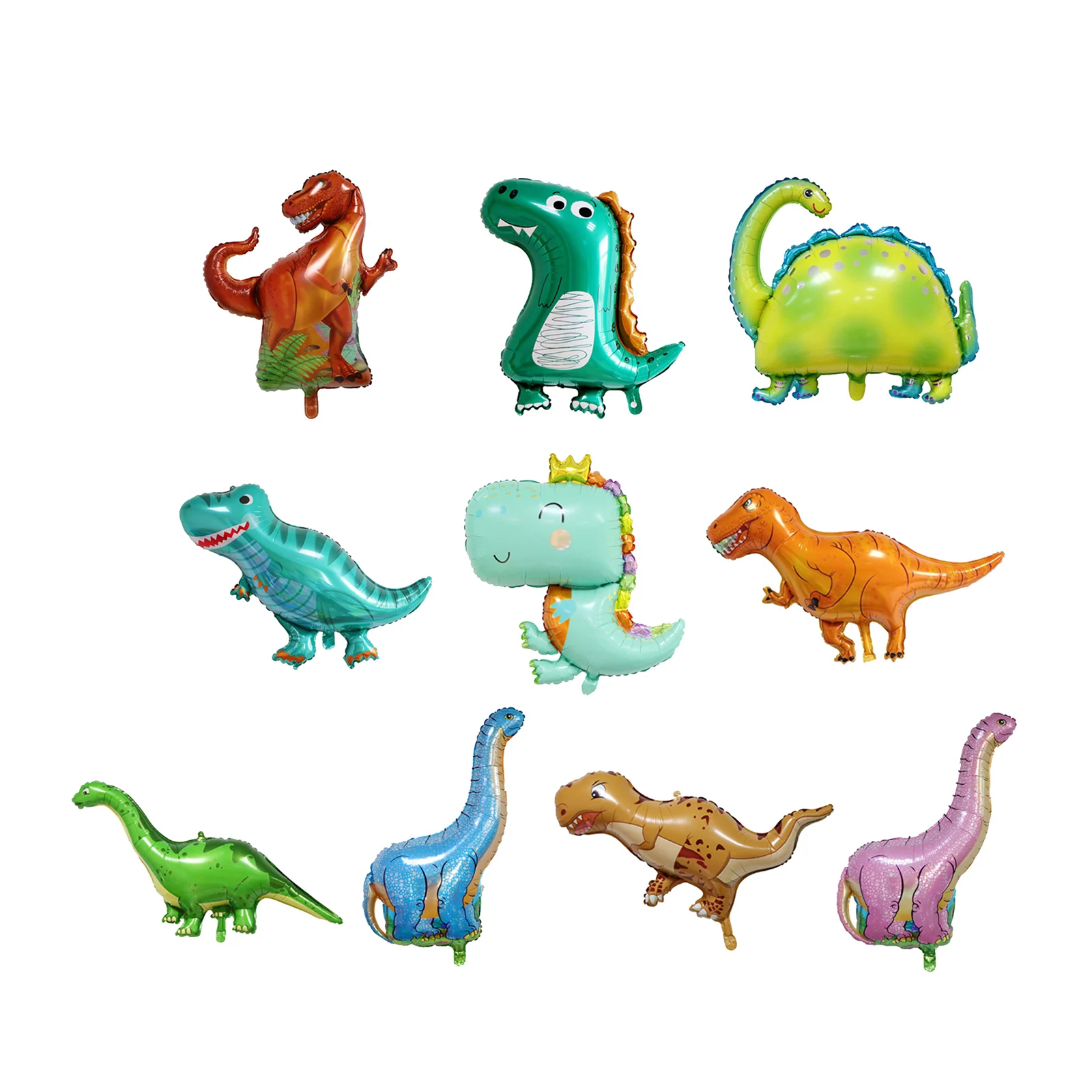 

10 Pieces 3D Dinosaur Balloon Dinosaur Jungle Toy Decor Aluminum Foil Supplies Helium Backdrop Theme for Boys Girls Kids Baby