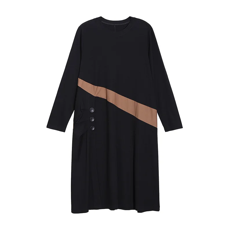 

Fashion new loose button decoration long-sleeved casual dress