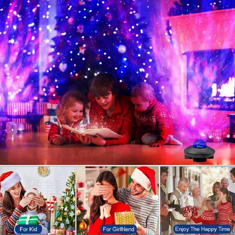 

NEW Colorful Star Light Projector Rotating Ocean Wave Night Lights Bluetooth Music USB Nebula Lamp Starry Sky Galaxy Light Decor
