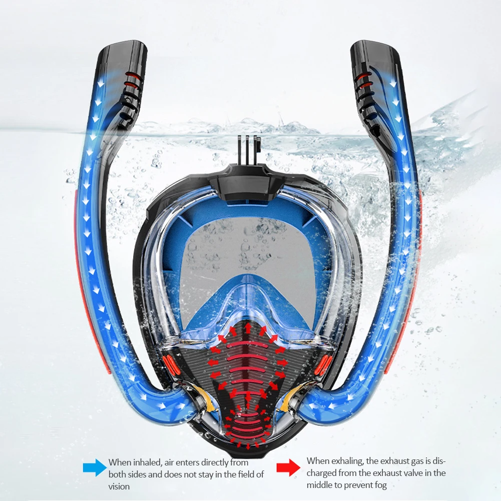 

Full Face Scuba Diving Mask Swimming Mask Double Breathing Tube Snorkeling Scuba Diving Face Goggles Mask For Adult Youth