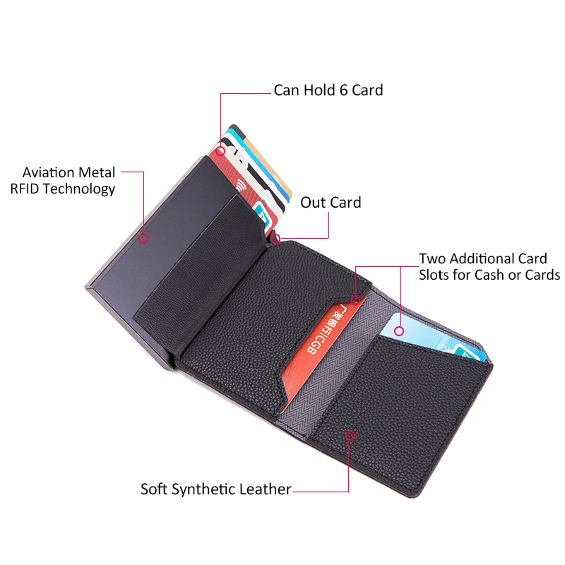 Карбоновый держатель для карт Rfid мужские бумажники кошелек мужской черный