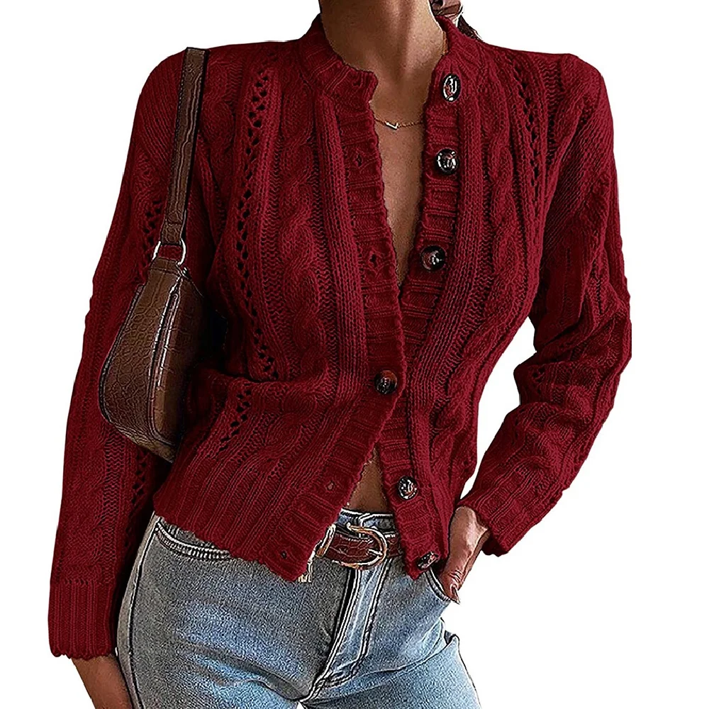 

Women Autumn Winter Thicken Sweater Coats Long Sleeve Single Breasted Cardigans Sweaters Jackets Knitted Outerwear Coat