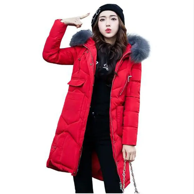 2019 winter women hooded coat fur collar thicken warm long jacket female outerwear parka ladies chaqueta feminino