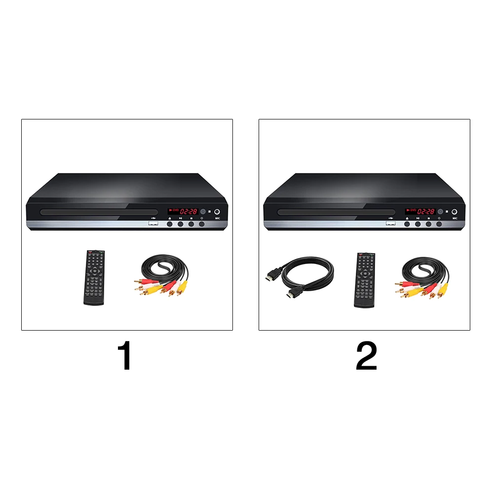 

US Plug VCD Remote Control USB for DVD Player Home Portable Metal Multi Format MIC Input Easy Install Karaoke For TV With Cable