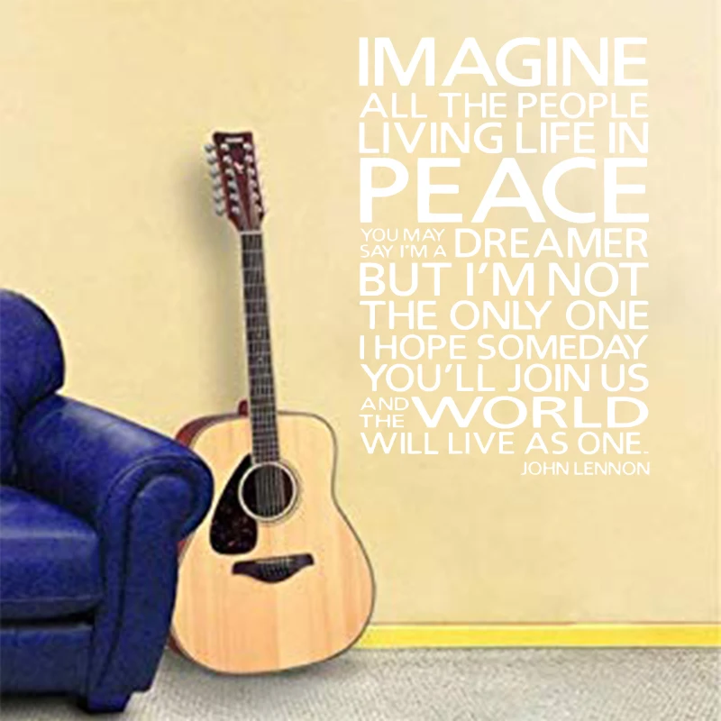 Wall Art Vinyl Applique Sticker Imagine World Peace Poster Wallpaper Mural Home Decor House Decoration SZ-014 | Дом и сад