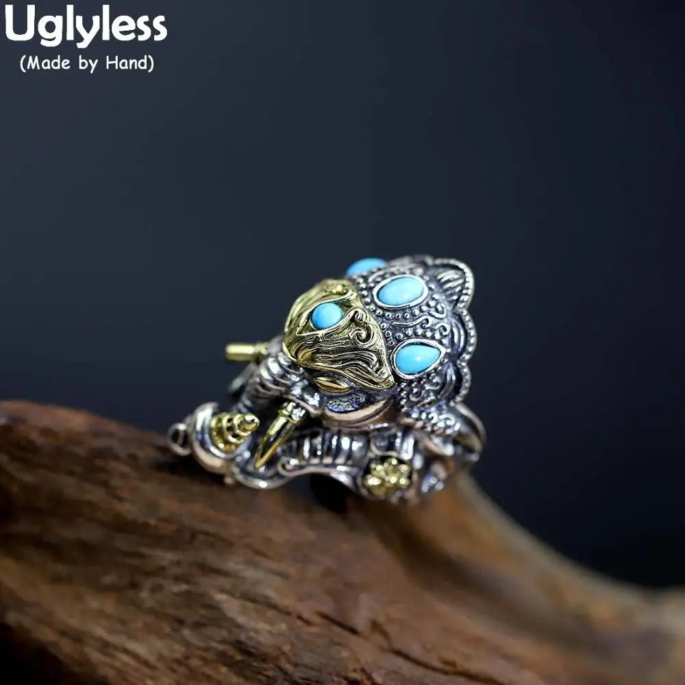 Uglyless твердый настоящий 925 Серебряный Бог искусственных колец для мужчин ветер