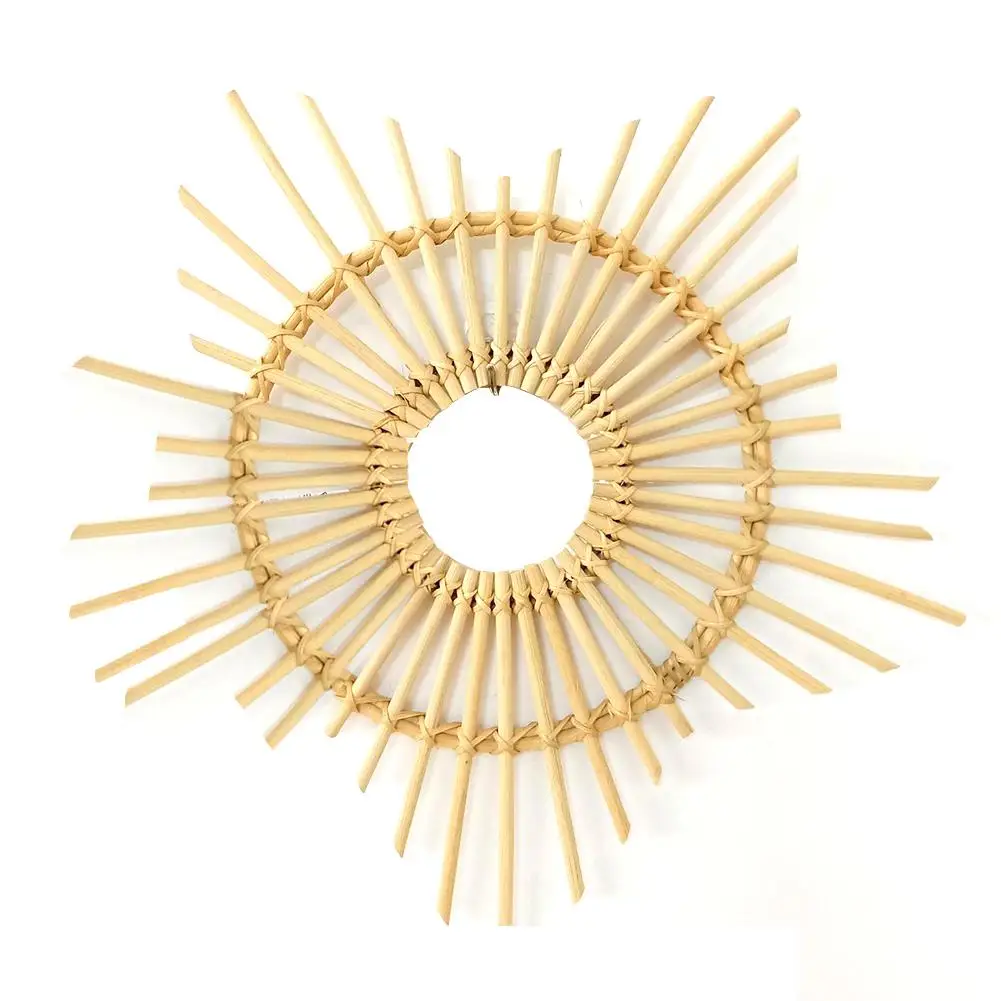 Nordic ротанга зеркало ручной работы с цветочным принтом солнца рамка натурального