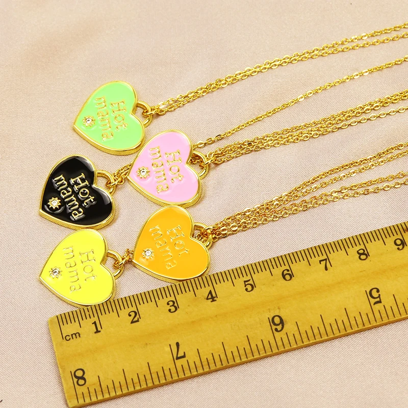 

6 Pcs Enamel Neon Color Heart Pendant necklace Fashion jewelry accessories Necklace pendant Jewelry Necklace New design 51831
