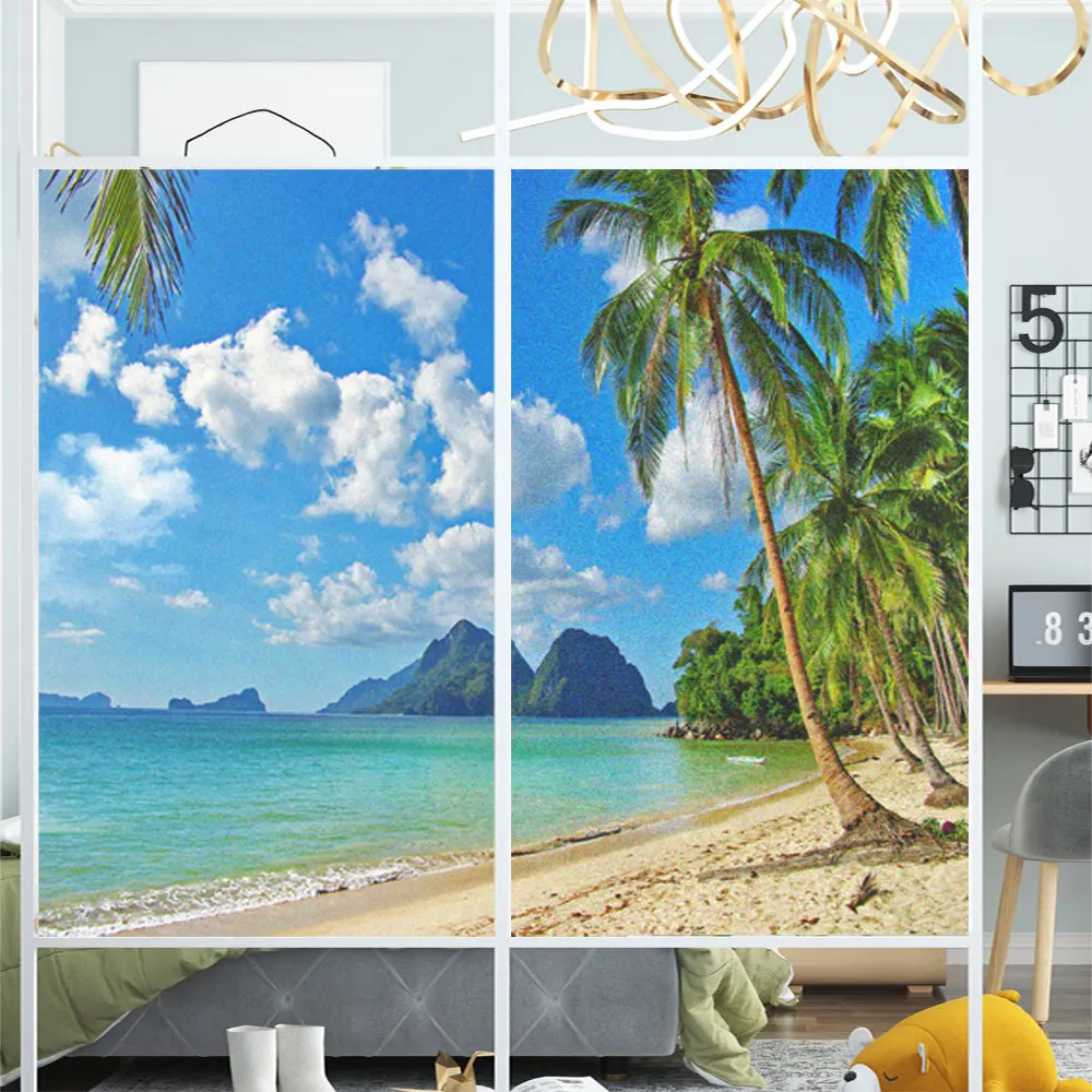 

Window Film Privacy Seascape Glass Sticker UV Blocking Heat Control Window Coverings Window Tint for Homedecor