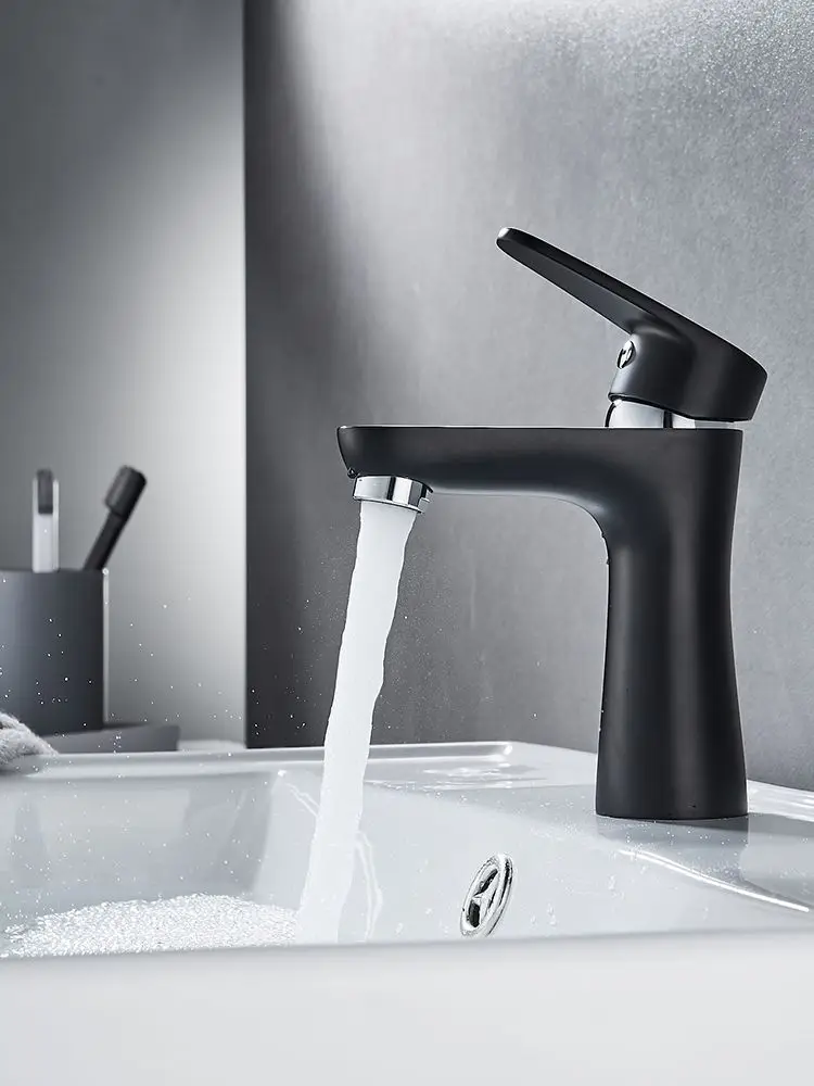 

Дуппон с одной ручкой, черный латунный Смеситель для раковины, смеситель для воды, устанавливаемый на раковину для ванной комнаты ST2562