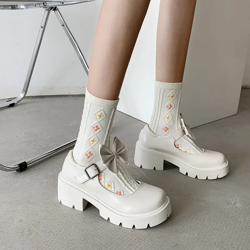 

Heavy-bottomed round Mary Jane shoes female 2021 spring models retro British style high-heeled shoes Japanese Lolita