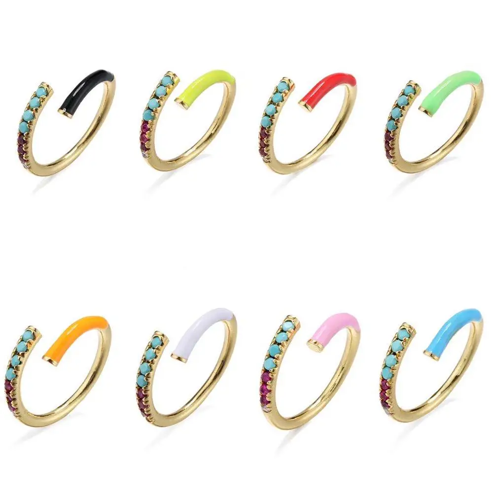 

HECHENG ,colorful CZ, neon ring ,wholesale ,for women, jewelry accessries, adjusted Open finger ring