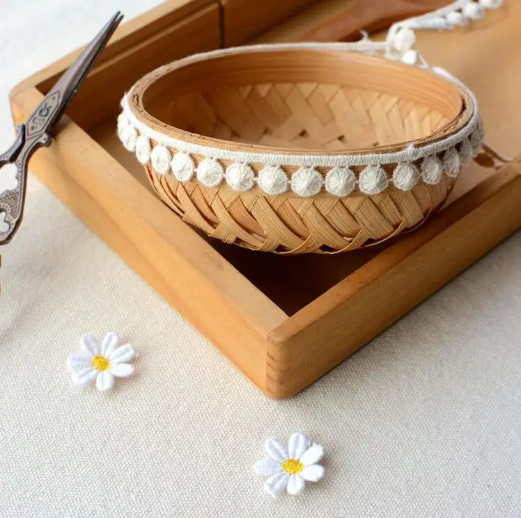 5 метров бежево-белая Изысканная Высококачественная хлопковая кружевная лента