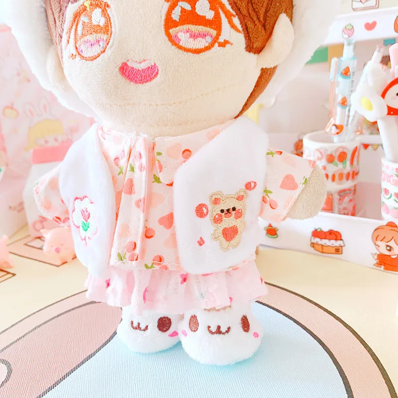 Chaleco de oso superior Floral, traje de 20cm, ropa de mu&ntilde;eca, estrella de peluche, accesorios cambiantes-1