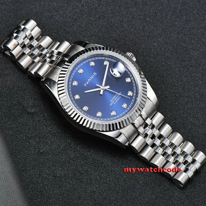 Мужские автоматические часы с синим циферблатом 21 драгоценность 39 5 мм | Наручные