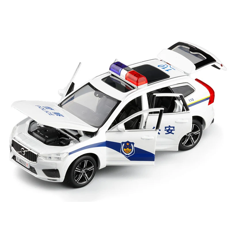 

1/32 XC60 Simulation Siren Police Model Toy Car Alloy Die Cast Metal Pull Back Sound Light Toys For Children hot toys toycar
