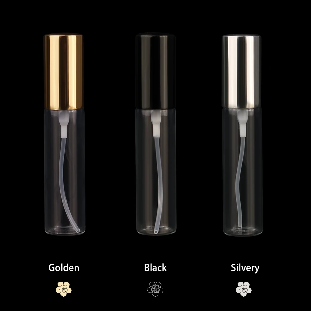 Прозрачный мини-флакон из черного золота и серебра 5 мл 10 15 20 пустая косметика