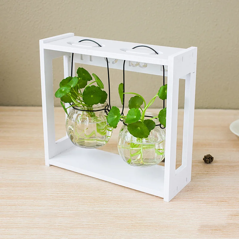 Desktop Glass Planter Bulb Vase with Retro Solid Wooden Stand and Metal Holder for Hydroponics Plants Home Garden Wedding Decor | Дом и сад
