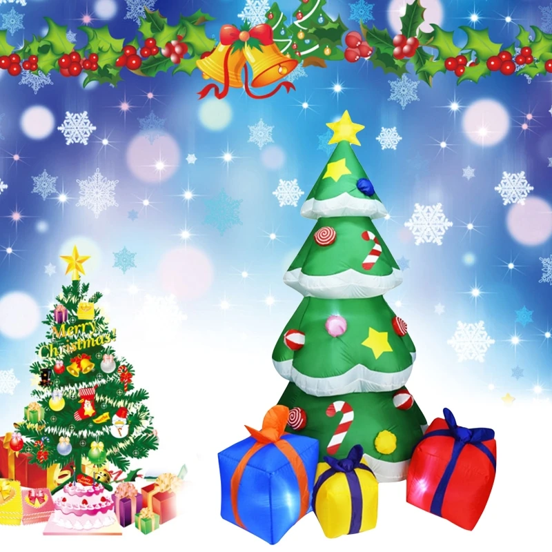 

210CM LED lighting inflatable Christmas tree air pump model blowing balloon toy Dropshipping