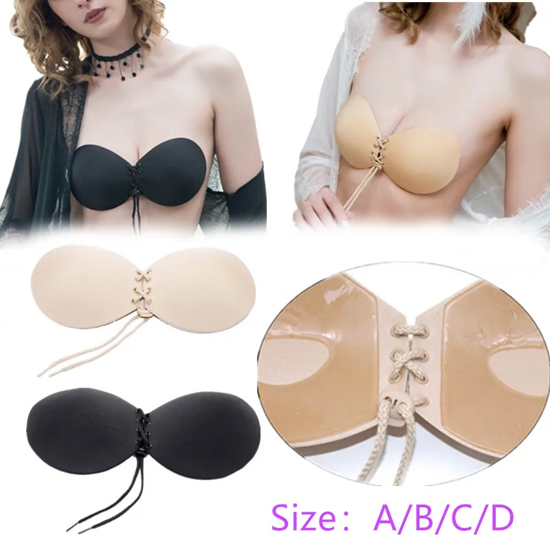 

4 Sizes Ladies Sexy Nylon Fabric Breathable Nipple Cover Seamless Chest Stickers Without Straps Wedding Invisible Silicone Bra