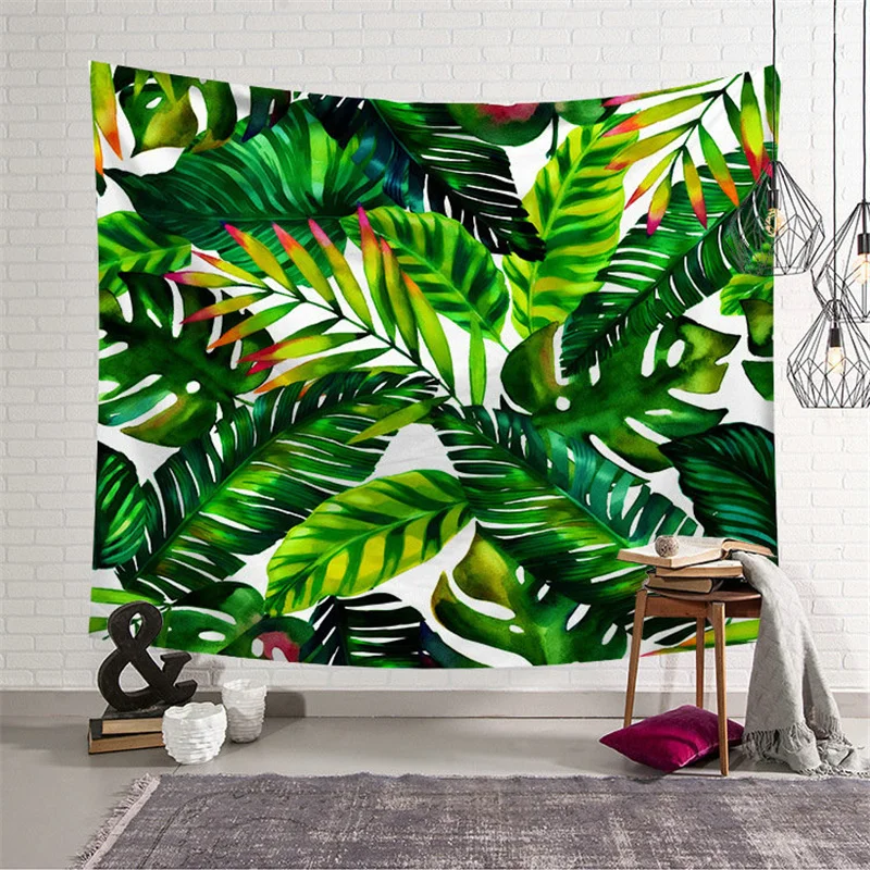 

Green Plant Tapestry Wall Hanging Big Cactus Leaves Hanging Cloth Art Home Decor Yoga Mat Carpet Wall Coverings Bedroom Acces