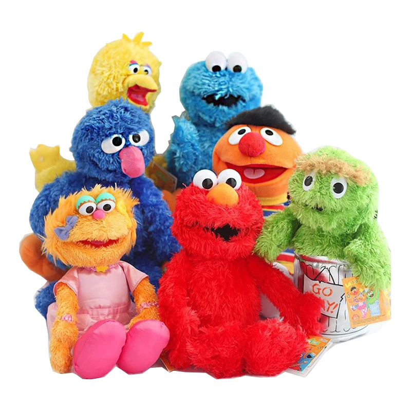 Original Large Sesame Street Elmo Cookie Grover Zoe Ernie Big Bird Christmas Birthday Party Stuffed Plush Toy Gifts For Kids