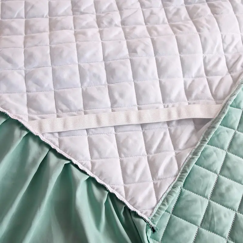 Зеленое кружевное утолщенное стеганое постельное белье с вышивкой покрывало для