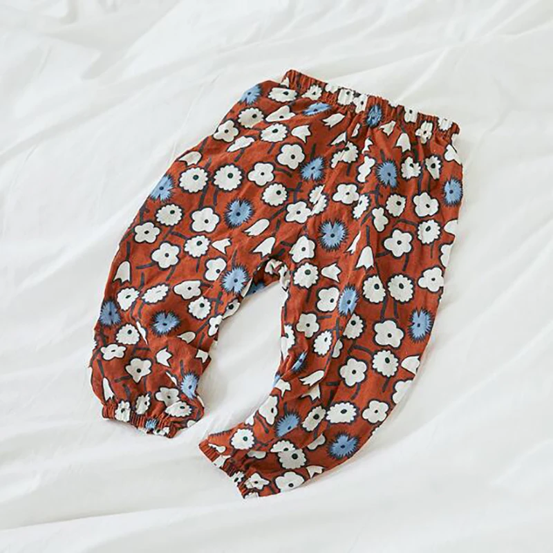 Брюки для маленьких девочек и мальчиков летние штаны с широкими штанинами